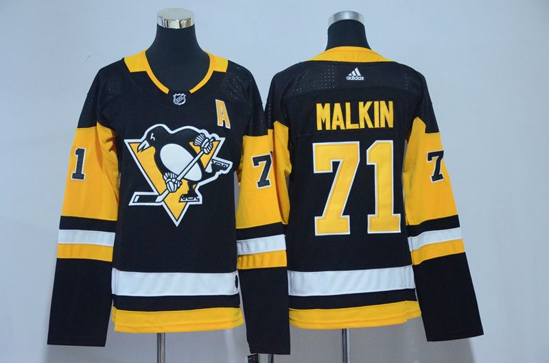 Women Pittsburgh Penguins #71 Malkin Black Hockey Stitched Adidas NHL Jerseys->women nhl jersey->Women Jersey
